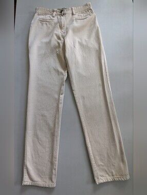 Designer FENDI Vintage Women's Tan/Beige Mid-Rise Straight Leg Jeans. Size: XS